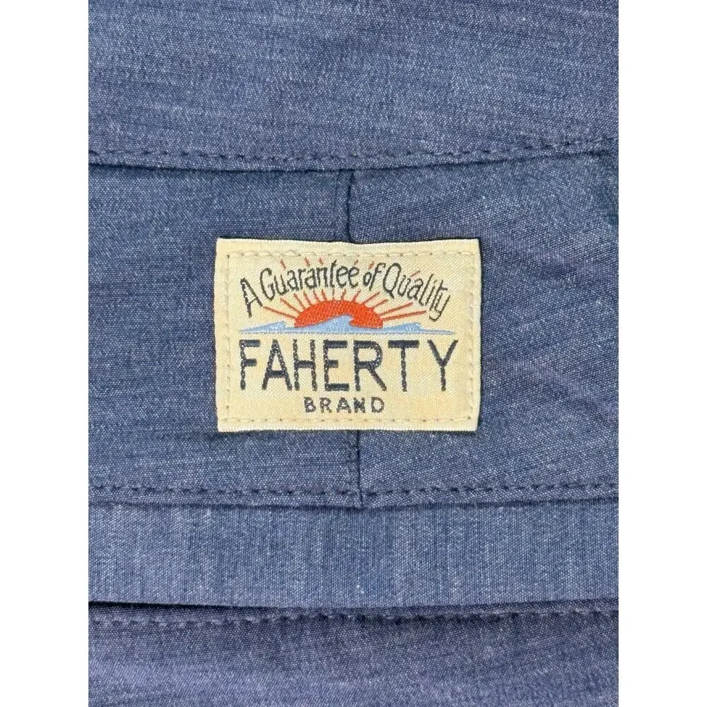 Faherty Men's All Day Blue Chino Logo Stretch Shorts 29 Coastal Preppy Classic